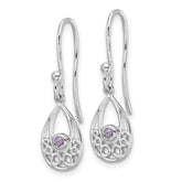 White Ice Sterling Silver Rhodium-plated Amethyst Shepherd Hook Earrings